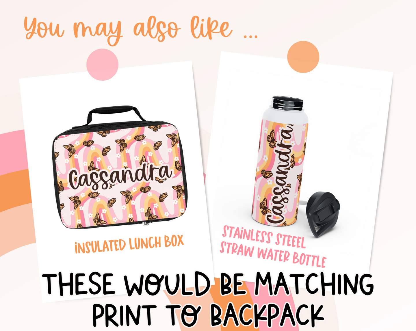 Personalized Backpack dirt bike lunch box and water bottle sets, Back to school boys bag
